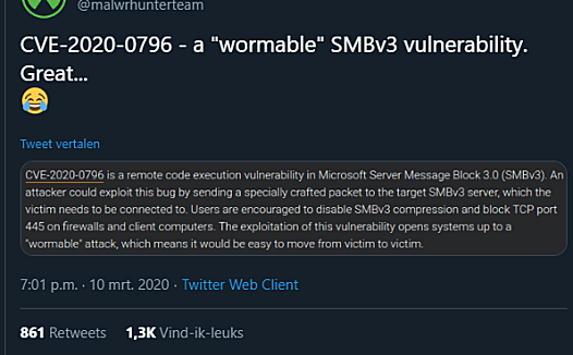 CVE-2020-0796: SMBv3 RCE vulnerability in SMBv3 (GhostSMB)附检测脚本